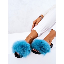FM1 Pantuflas Pelo Natural Naturis Azul 5