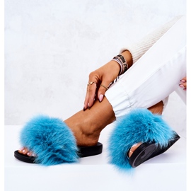 FM1 Pantuflas Pelo Natural Naturis Azul 4