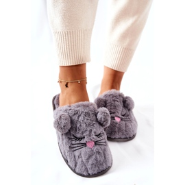 PE1 Pantuflas suaves de ratón con orejas de Luise grises 3