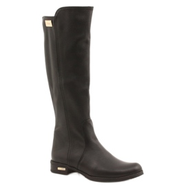 Olivier Botas de cuero aisladas para mujeres Cara negra negro 1