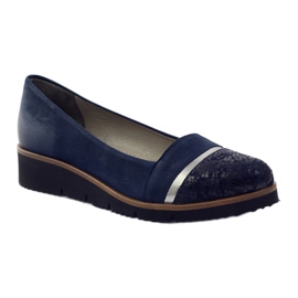 Edeo Bombas azul marino de cuero para mujeres 2325 1