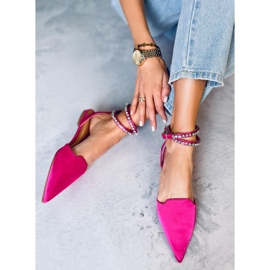 Bailarinas elegantes con piedras Dust Fuchsia rosado 4