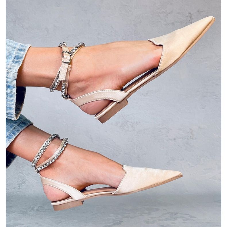 Bailarinas elegantes con piedras Dust Champagne beige 1