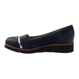 Edeo Bombas azul marino de cuero para mujeres 2325 2