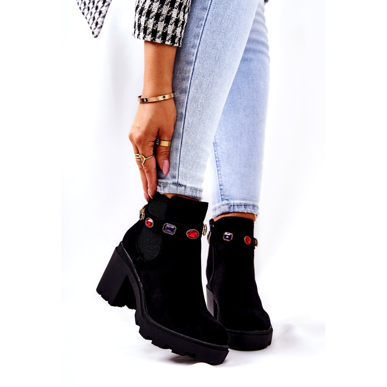 SEA Botas de Mujer en Tacón con Cristales Negro Macbeth 3