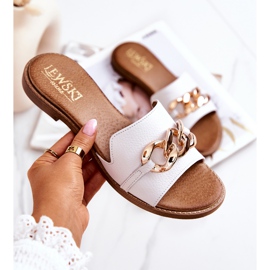 Lewski Shoes Slippers Piel Cadena Izquierda 3052 Blanco dorado 6