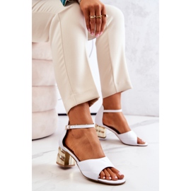 Lewski Shoes Sandalias De Piel On A Bar Lewski 3027 Blanco dorado 5
