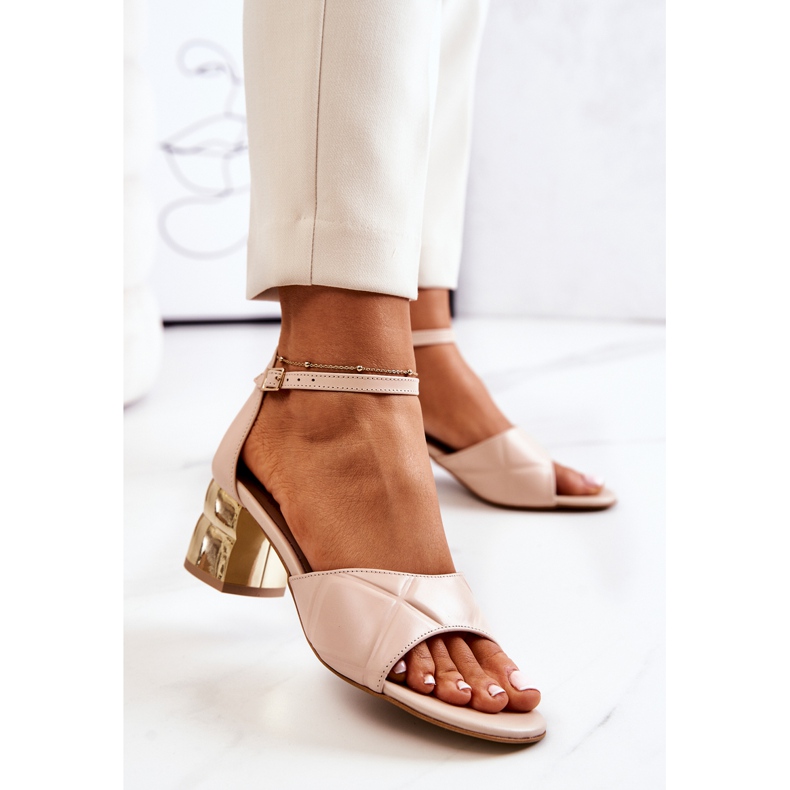 Lewski Shoes Sandalias Piel On A Bar Lewski 3027 Beige dorado 2