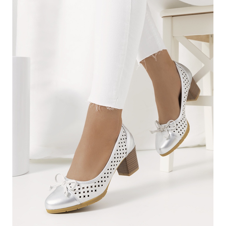 Salones Pereira calados plateados plata 1