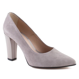 Zapatos de salón Marco Shoes de piel gris con lunares 2