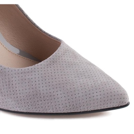 Zapatos de salón Marco Shoes de piel gris con lunares 5