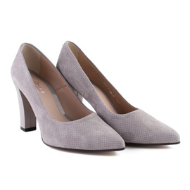 Zapatos de salón Marco Shoes de piel gris con lunares 6