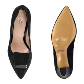 Zapatos de salón Marco Shoes 1008P de terciopelo negro con adorno 1