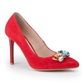 Marco Shoes 1057P tachuelas rojas con piedras grandes rojo 1