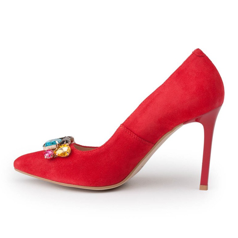 Marco Shoes 1057P tachuelas rojas con piedras grandes rojo 2