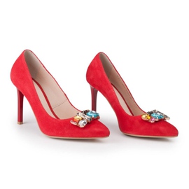 Marco Shoes 1057P tachuelas rojas con piedras grandes rojo 3