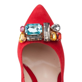Marco Shoes 1057P tachuelas rojas con piedras grandes rojo 5