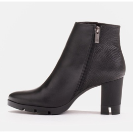 Marco Shoes Botas atrevidas de piel flor natural con tacón grueso negro 3