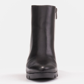 Marco Shoes Botas atrevidas de piel flor natural con tacón grueso negro 1