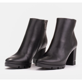 Marco Shoes Botas atrevidas de piel flor natural con tacón grueso negro 4