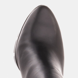 Marco Shoes Botas atrevidas de piel flor natural con tacón grueso negro 7