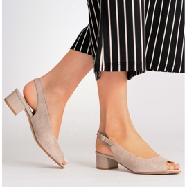 Marco Shoes Sandalias beige 0891P con tartán plateado 4