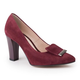 Salón de terciopelo granate Marco Shoes 1008P con adorno rojo 1