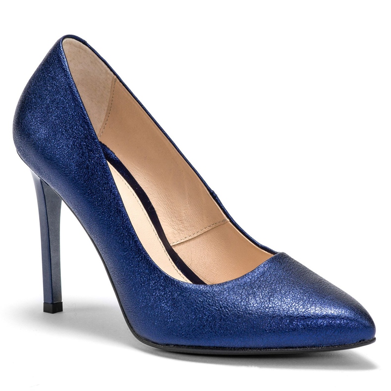 Marco Shoes Stilettos de tacón alto azul marino hechos de piel auténtica 2