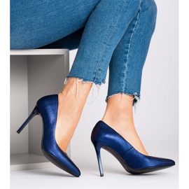 Marco Shoes Stilettos de tacón alto azul marino hechos de piel auténtica 5