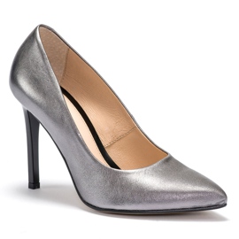 Marco Shoes Stilettos Marco de piel natural con tacón plata gris 2