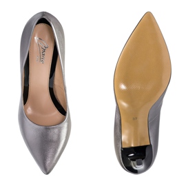 Marco Shoes Stilettos Marco de piel natural con tacón plata gris 3