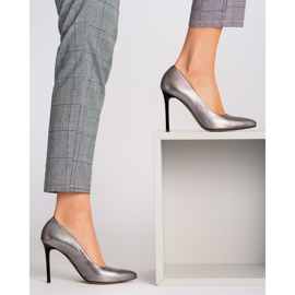 Marco Shoes Stilettos Marco de piel natural con tacón plata gris 5