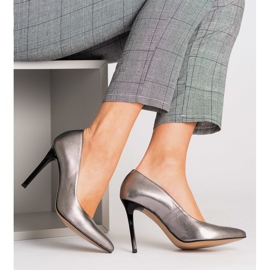 Marco Shoes Stilettos Marco de piel natural con tacón plata gris 4