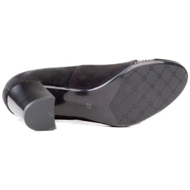Marco Shoes Salón de ante con pata de gallo metalizada negro 6