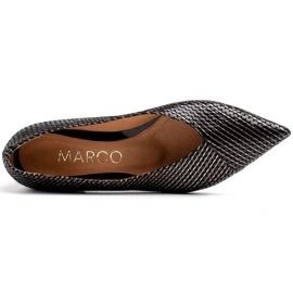 Marco Shoes Zapatos de tacón negros hechos de piel rayada inusual 5