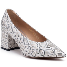 Marco Shoes Zapatos de tacón de mujer elegantes con motivo de serpiente gris 1