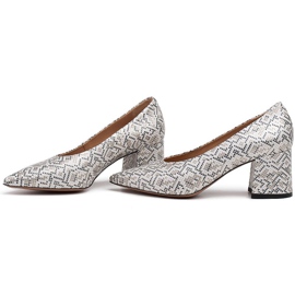 Marco Shoes Zapatos de tacón de mujer elegantes con motivo de serpiente gris 3
