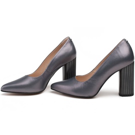 Marco Shoes Salón gris con tacón de canalé 3