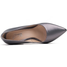 Marco Shoes Salón gris con tacón de canalé 7