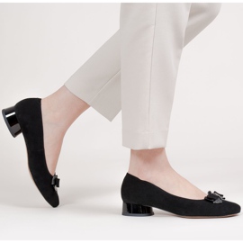 Marco Shoes Elegantes bailarinas negras con lazo negro 2