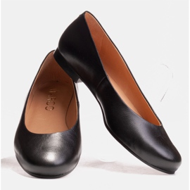 Marco Shoes Bailarinas piel flor negra negro 4