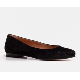 Marco Shoes Bailarinas de piel serraje plateada negro 1