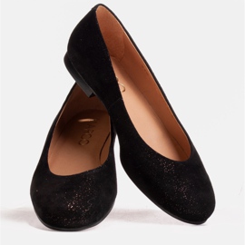 Marco Shoes Bailarinas de piel serraje plateada negro 5