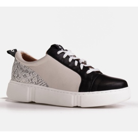 Marco Shoes Deportivas negras de piel ligera con inserto beige negro 1
