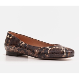 Marco Shoes Bailarinas marrones con estampado de serpiente marrón 1