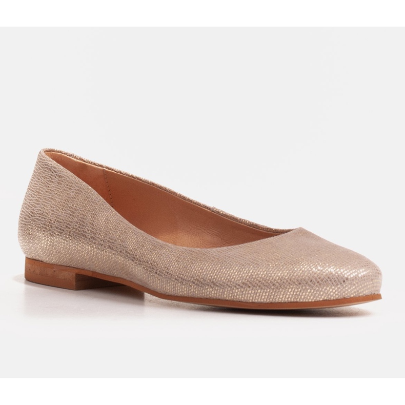 Marco Shoes Bailarinas de piel de ante suave dorado 1