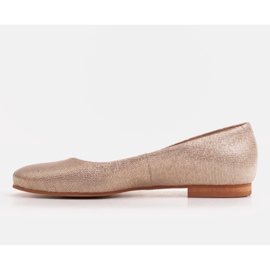 Marco Shoes Bailarinas de piel de ante suave dorado 2