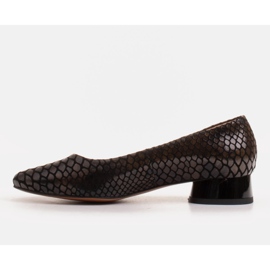 Marco Shoes Bailarinas de piel de serpiente con tacón redondo negro 2