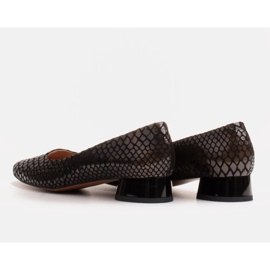 Marco Shoes Bailarinas de piel de serpiente con tacón redondo negro 4