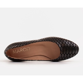 Marco Shoes Bailarinas de piel de serpiente con tacón redondo negro 5